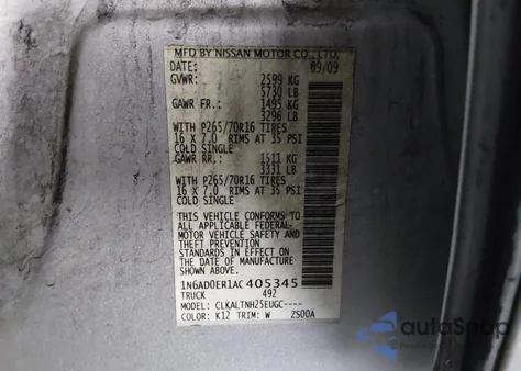 2010 Nissan Frontier Se from USA, damaged, VIN 1N6AD0ER1AC405345